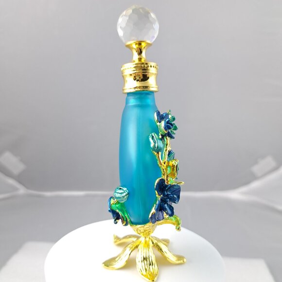 Stunning Blue Frosted Glass Decorative Bottle - Picture 5 of 8